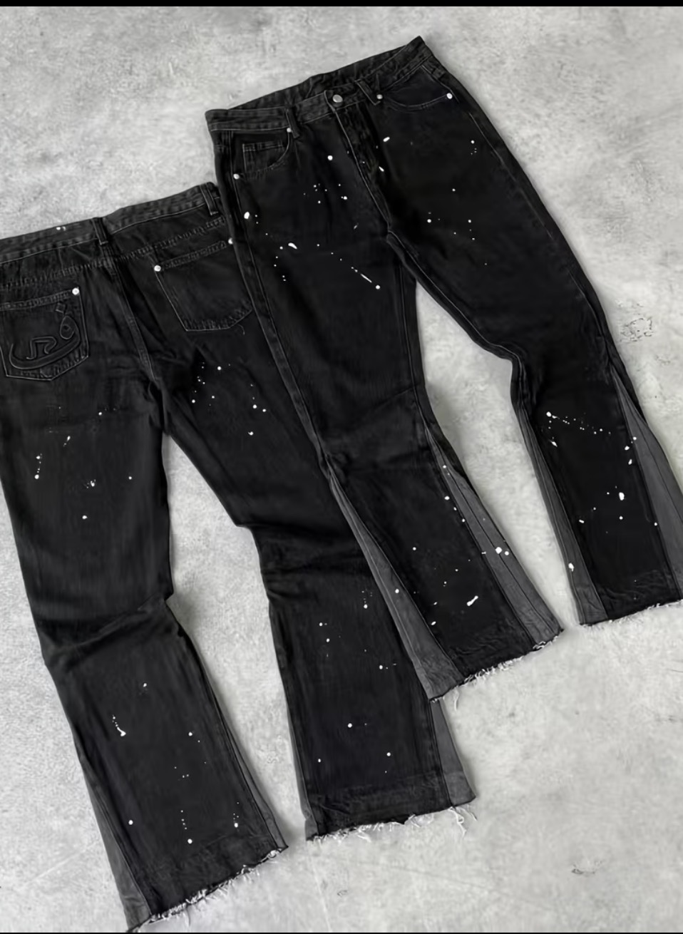 Painted Flare Jeans — Black